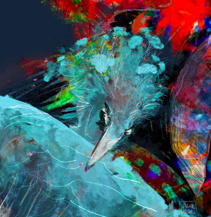Фотография под названием "Sleeping blue bird" - Anne Vaugier, Подлинное произведение искусства, Цифровая фотография