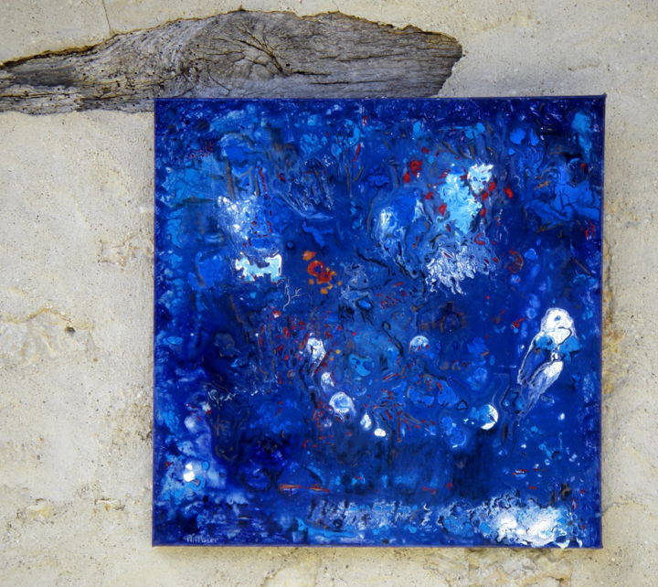 Painting titled "Rhapsodie-in-blue" by Anne Abier, Original Artwork, Acrylic