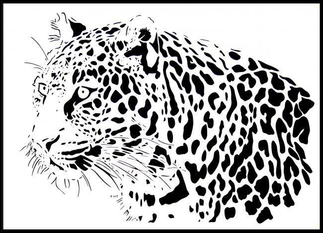 Painting titled "Le guepard" by Cat, Original Artwork
