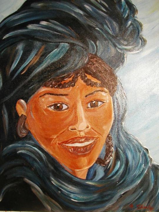 Peinture intitulée "Visage de femme tou…" par Anne-Charles, Œuvre d'art originale