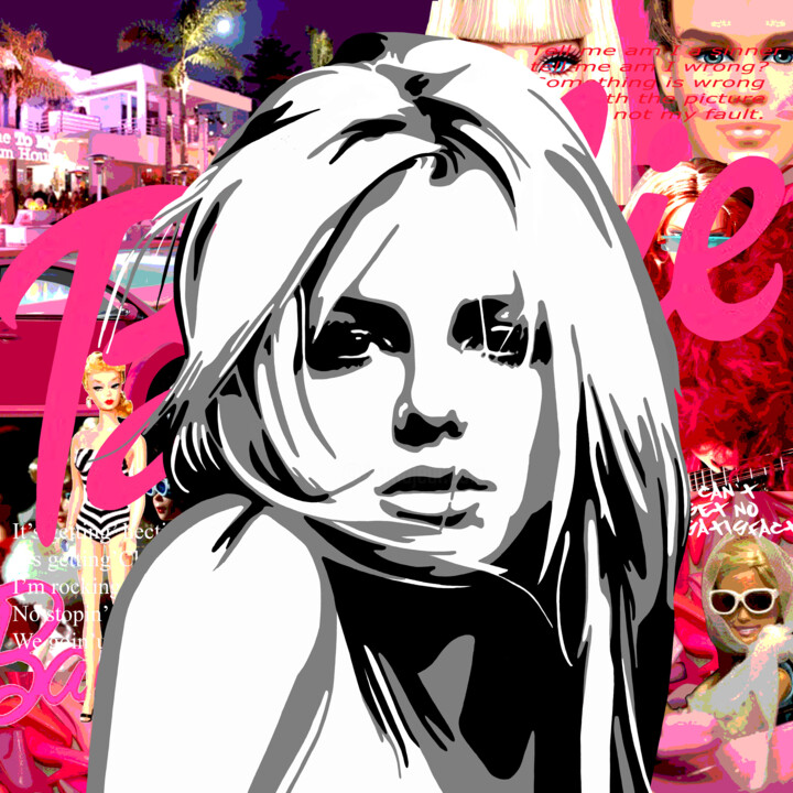 Pittura intitolato "Britney Spears" da Annejole Jacobs - De Jongh (Jole), Opera d'arte originale, Acrilico Montato su Pannel…