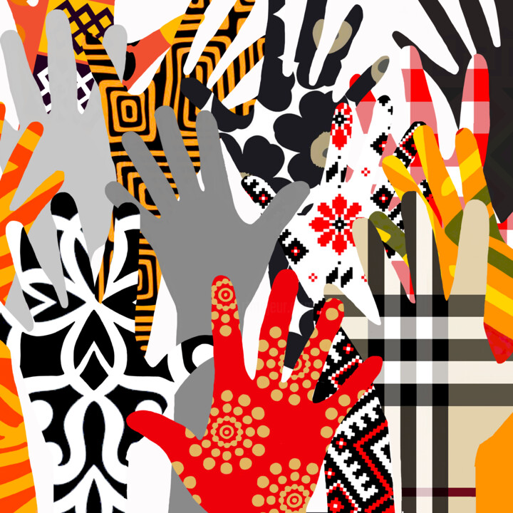 "People - 'Hands'" başlıklı Tablo Annejole Jacobs - De Jongh (Jole) tarafından, Orijinal sanat, Akrilik Ahşap panel üzerine…