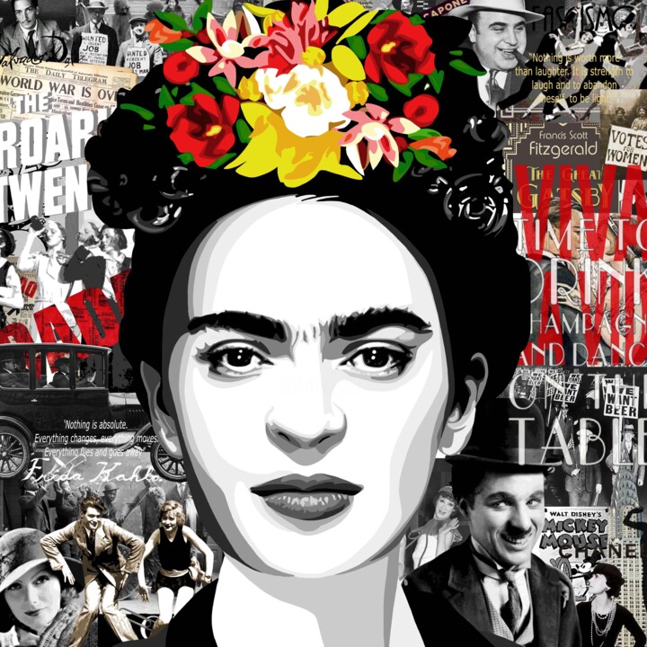 Malarstwo zatytułowany „Frida Kahlo - 'the…” autorstwa Annejole Jacobs - De Jongh (Jole), Oryginalna praca, Akryl Zamontowan…