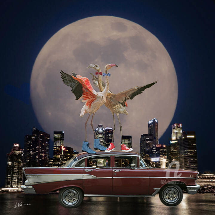 Collages intitulée "Dancing the night a…" par Anneke Bloema, Œuvre d'art originale, Photo montage