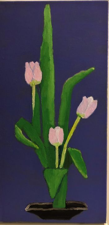 Painting titled "composition 3 tulip…" by Anne Landelle, Original Artwork, Acrylic