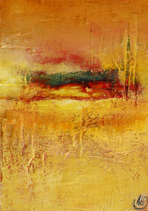 Peinture intitulée "Strates XIV 25 x 35" par Anne Le Doré, Œuvre d'art originale, Huile Monté sur Panneau de bois