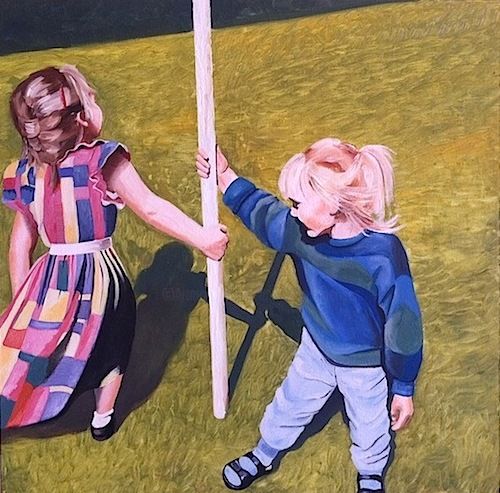 Картина под названием "Two girls" - Annelies Adriaensen, Подлинное произведение искусства, Другой