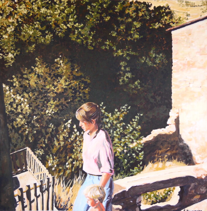 Malerei mit dem Titel "Motherhood" von Annelies Adriaensen, Original-Kunstwerk, Acryl