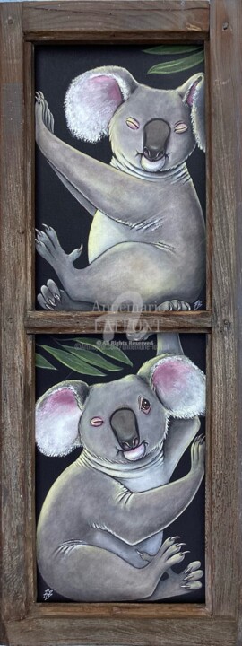 Malarstwo zatytułowany „Duo de koala, koala…” autorstwa Annemarie Laffont, Oryginalna praca, Akryl