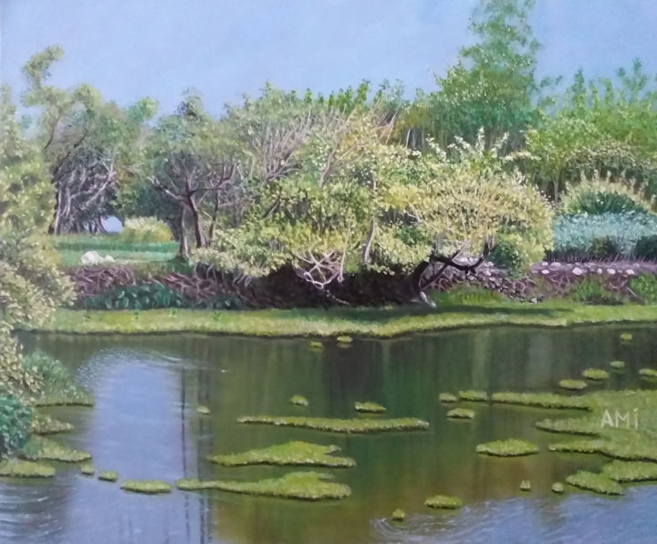 Peinture intitulée "Reflets" par Ami, Œuvre d'art originale, Huile Monté sur Châssis