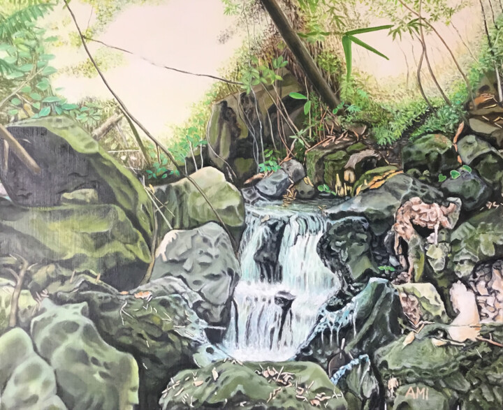 Pintura intitulada "Cascade Délices op.…" por Ami, Obras de arte originais, Óleo Montado em Armação em madeira