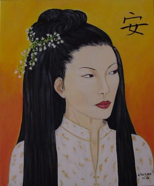 Painting titled "Beauté chinoise" by Anne Touzard, Original Artwork