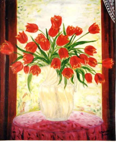 Painting titled "Les tulipes" by Anne Touzard, Original Artwork
