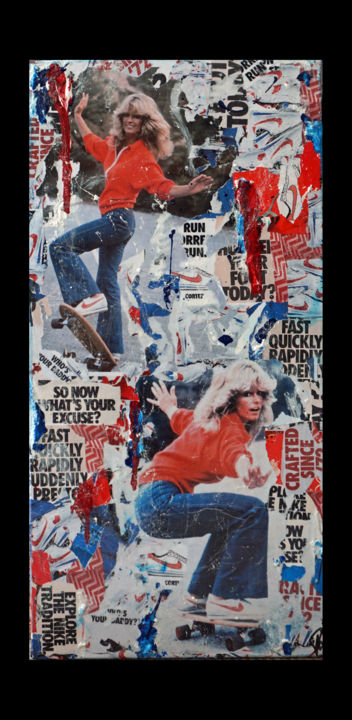 Collages intitulée "Farrah" par Anne Mondy, Œuvre d'art originale, Collages