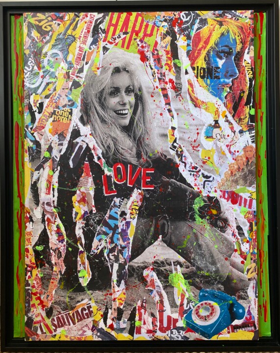 Collages intitulée "Deneuve" par Anne Mondy, Œuvre d'art originale, Collages