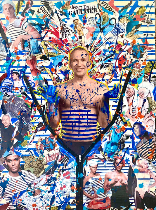 Collages titled "JEAN PAUL GAULTIER" by Anne Mondy, Original Artwork, Collages