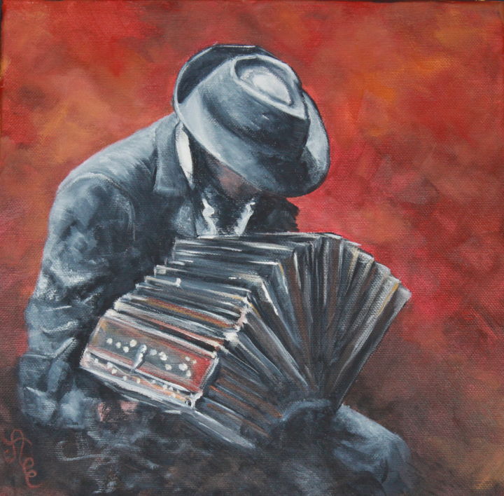 Malerei mit dem Titel "bandoneon.jpg" von Anne Pastor, Original-Kunstwerk, Acryl Auf Keilrahmen aus Holz montiert