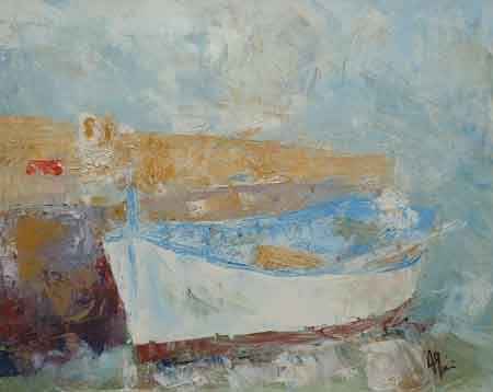 Painting titled "au port d'Antibes" by Anne Paul, Original Artwork