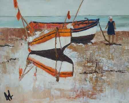 Peinture intitulée "à la pêche" par Anne Paul, Œuvre d'art originale