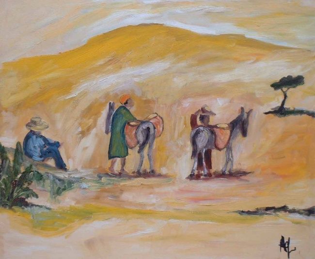 Peinture intitulée "le sable" par Anne Paul, Œuvre d'art originale, Huile