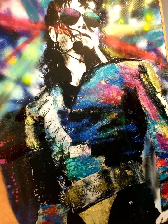 Pittura intitolato "M.JACKSON" da Anne Rosenblatt (A ROSEN), Opera d'arte originale, Acrilico Montato su Barella di tela