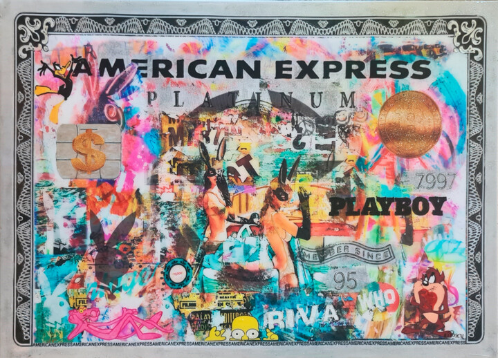Schilderij getiteld "AMERICAN EXPRESS" door Anne Rosenblatt (A ROSEN), Origineel Kunstwerk, Acryl Gemonteerd op Frame voor h…