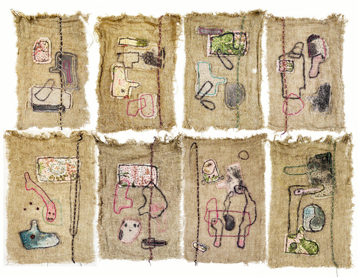Arte têxtil intitulada "Les  8 miracles del…" por Annesailor, Obras de arte originais, Bordado