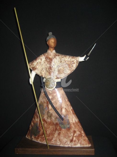 Sculptuur getiteld "Guerrier samouraï" door Noush, Origineel Kunstwerk