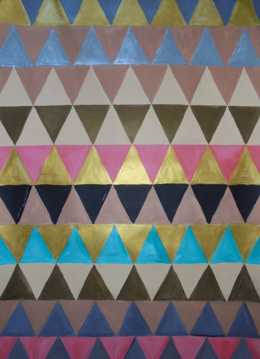 Peinture intitulée "Triangle d'or" par Anne So Hem, Œuvre d'art originale, Acrylique