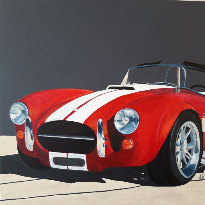 Painting titled "Cobra Shelby" by Anne-Sophie Beau, Original Artwork, Acrylic Mounted on Wood Stretcher frame