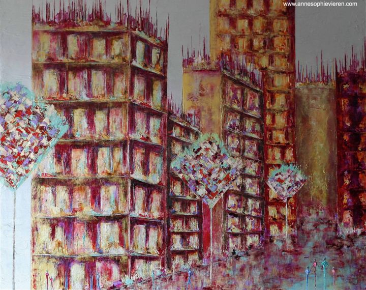 Картина под названием "Civilisation ..." - Anne Sophie Vieren, Подлинное произведение искусства, Масло Установлен на Деревян…