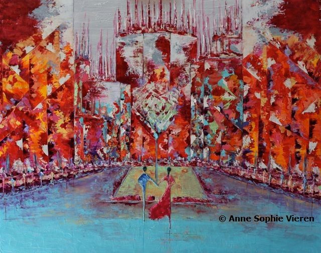 Painting titled "Uni ... Thème urbain" by Anne Sophie Vieren, Original Artwork