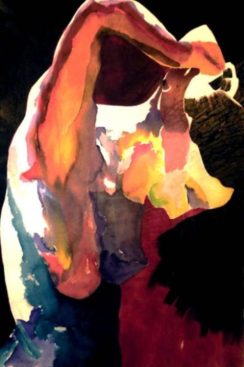 Peinture intitulée "LA COIFFURE" par Anne Spicas, Œuvre d'art originale, Aquarelle Monté sur Autre panneau rigide