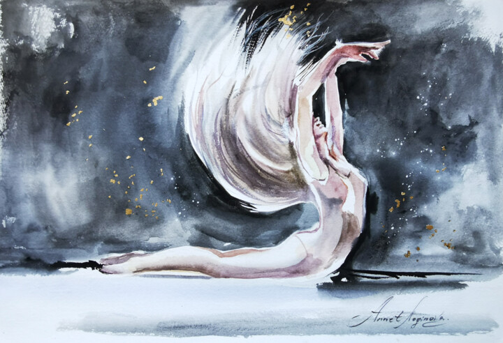 Drawing titled "Ballet dancer drawi…" by Annet Loginova, Original Artwork, Watercolor