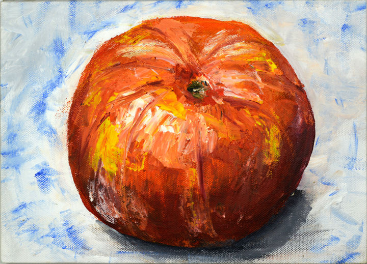 Schilderij getiteld "Pumpkin" door Annette Van Casteren, Origineel Kunstwerk, Acryl Gemonteerd op Houten paneel