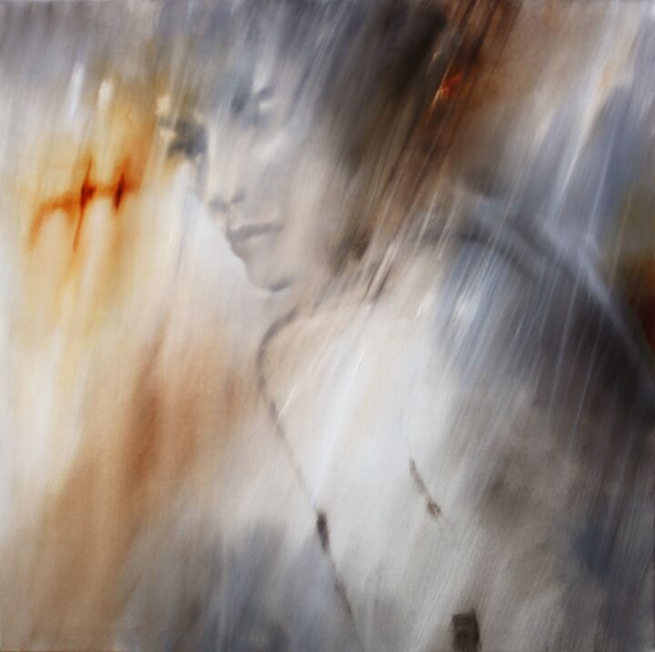 Painting titled "Jana" by Annette Schmucker, Original Artwork, Oil Mounted on Wood Stretcher frame
