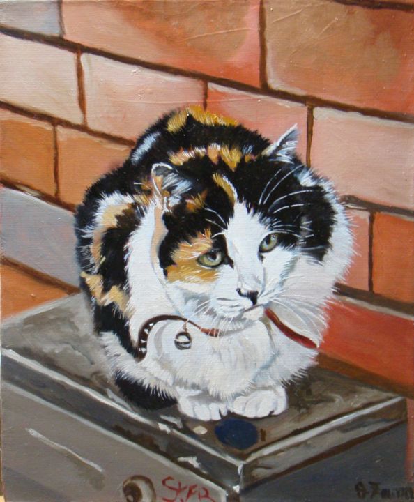 Peinture intitulée "Portrait de chat Ca…" par Anne Zamo, Œuvre d'art originale, Huile