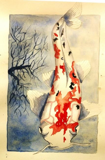 Disegno intitolato "poisson chinois aqu…" da Annha, Opera d'arte originale