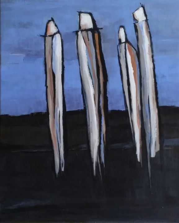 Pintura titulada "Les oubliés" por Annick Bouhan, Obra de arte original, Acrílico Montado en Bastidor de camilla de madera