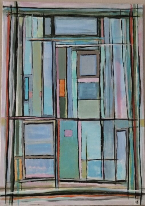 Картина под названием "Labyrinthe" - Annick Bouhan, Подлинное произведение искусства, Акрил Установлен на Деревянная рама дл…