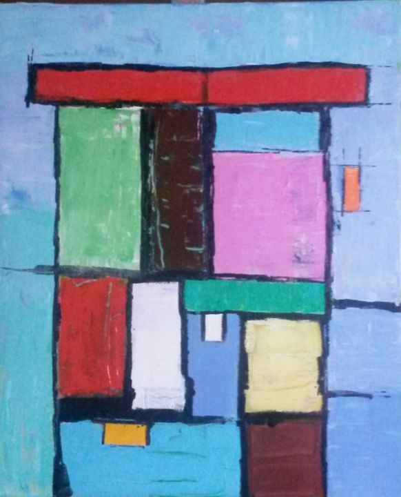 Painting titled "Architexture" by Annick Bouhan, Original Artwork, Acrylic Mounted on artwork_cat.