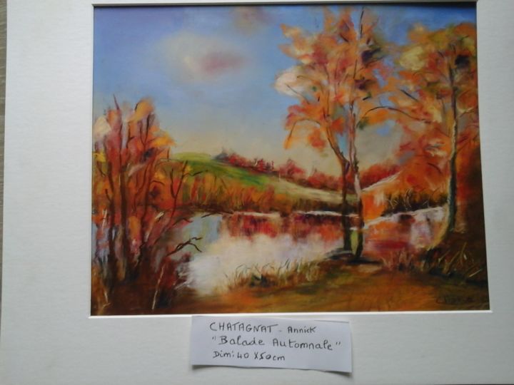 Painting titled "Balade automnale" by Annick Chatagnat, Original Artwork