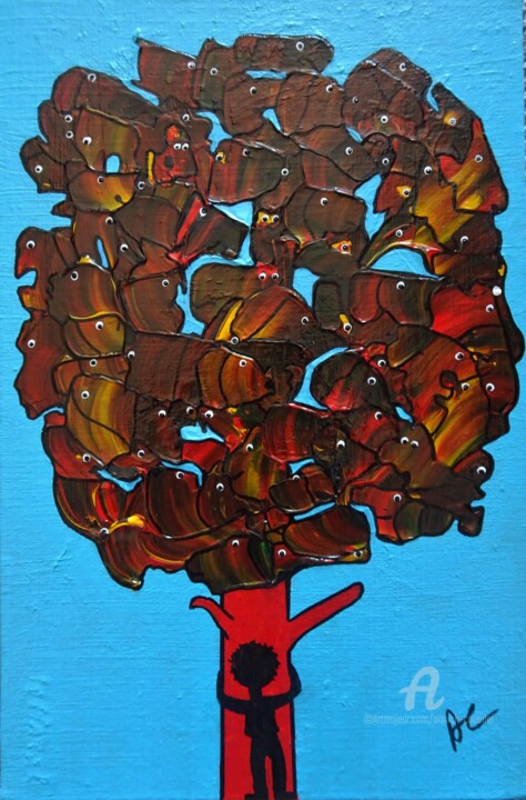 Malerei mit dem Titel "ARBRE-DE-VIE 2" von Annick Couëdel, Original-Kunstwerk, Acryl