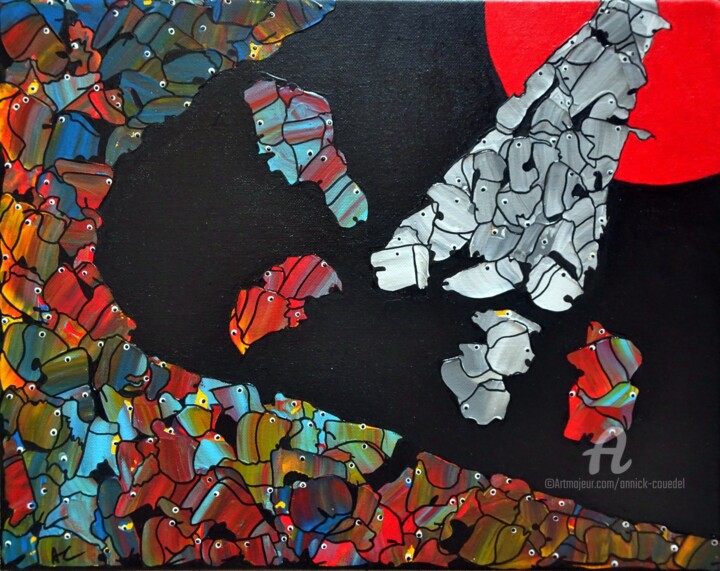 Картина под названием "EXIL" - Annick Couëdel, Подлинное произведение искусства, Акрил