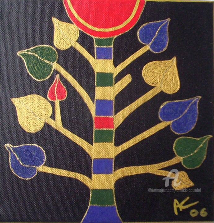 Painting titled "ARBRE-DE-VIE" by Annick Couëdel, Original Artwork, Acrylic