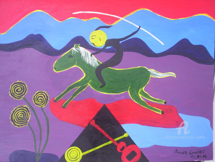 Malerei mit dem Titel "YAT-KHA" von Annick Couëdel, Original-Kunstwerk, Acryl