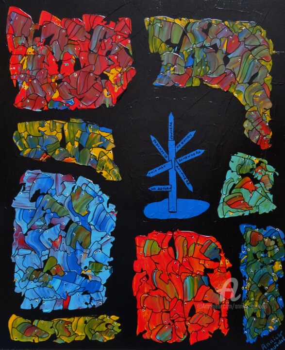 Schilderij getiteld "LA CROISEE DES CHEM…" door Annick Couëdel, Origineel Kunstwerk, Acryl