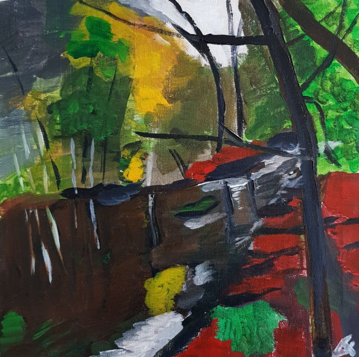 Painting titled "Site Corot 2" by Annick Fournier, Original Artwork, Acrylic
