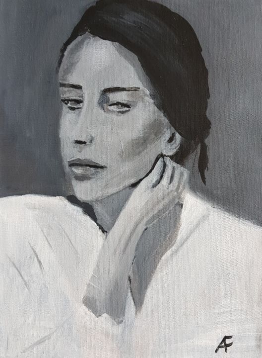 Malerei mit dem Titel "Portrait 2" von Annick Fournier, Original-Kunstwerk, Acryl