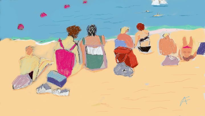 Arts numériques intitulée "La plage" par Annick Fournier, Œuvre d'art originale, Peinture numérique